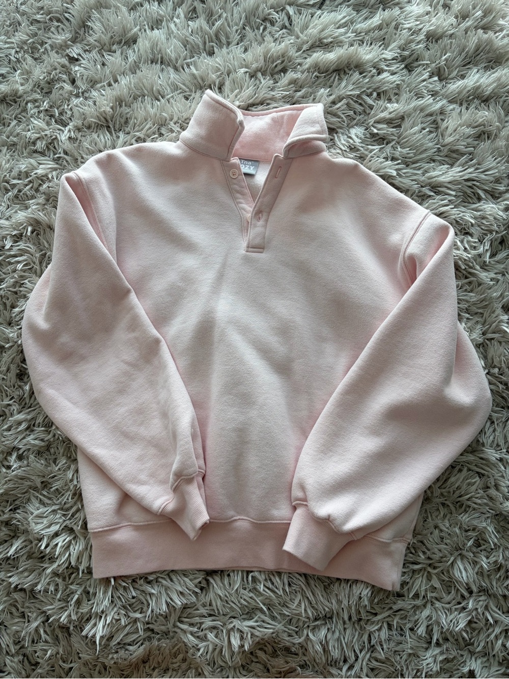 TNA Light Pink Zip-Up Mock Collar Sweater